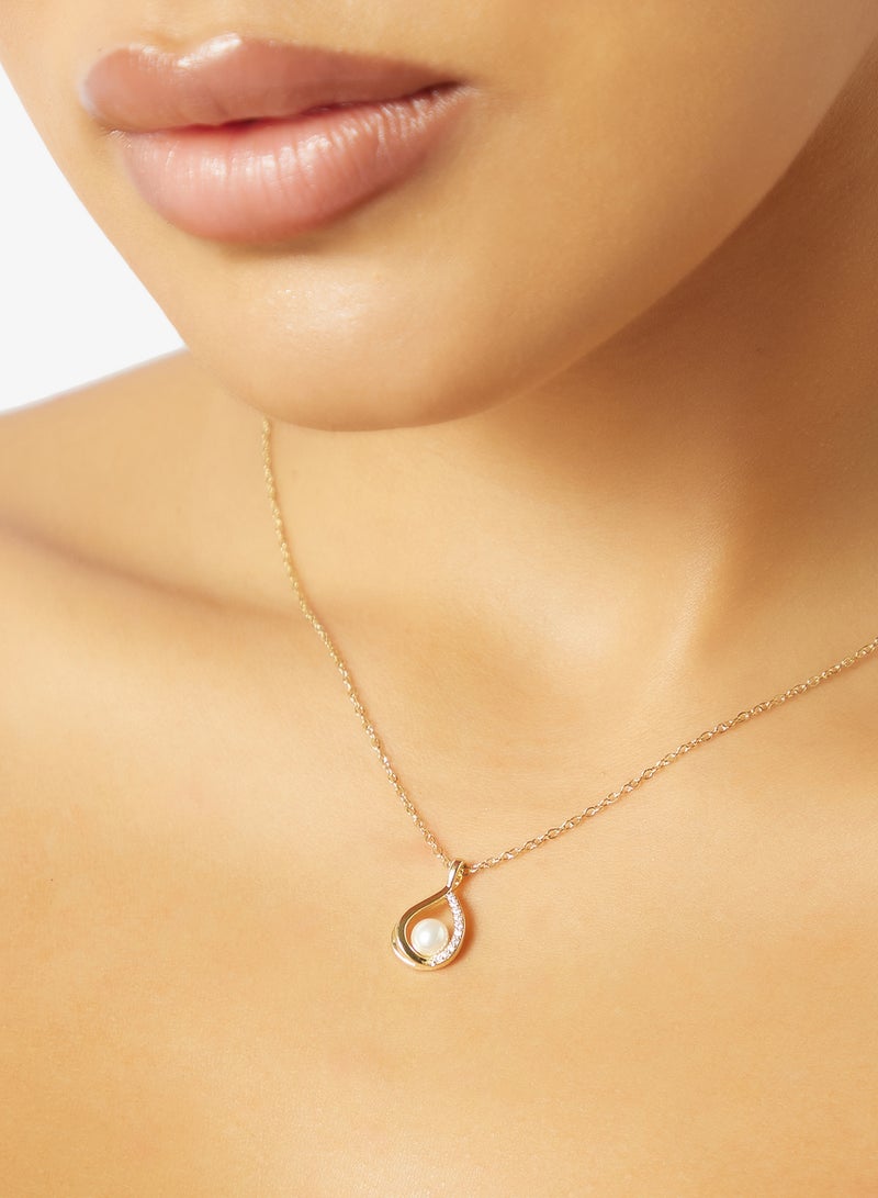 ELLA Gold Necklace With Pearl Detailing - Image 5